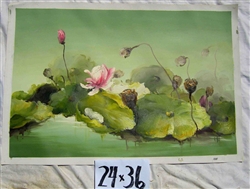 Lotus Flowers - 24" x 36" Original Oil Painting