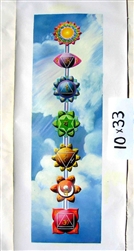 OP-39  Chakras With Sky - 10" x 33" Original Oil Painting