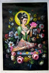 Goddess With Flowers - 24" x 36" Original Oil Painting