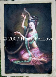 Goddess Playing Harp - 24" x 36" Original Oil Painting