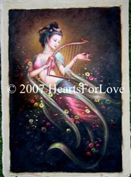 Goddess Playing Harp - 24" x 36" Original Oil Painting