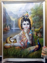 Baby Krishna - 45" x 62" Original Oil Painting