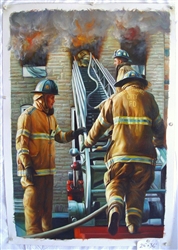 Firefighters Original Oil Painting 24" x 36"