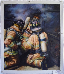 Firefighters Original Oil Painting 28" x 33"