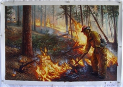 Firefighters Original Oil Painting 28" x 33"