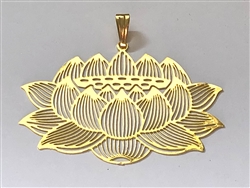 Lotus oval 2" Pendant 18K Gold Plated
