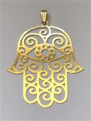 Hamsa 2" Pendant 18K Gold Plated