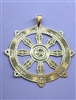 PD-211 Wheel of Dharma 2" Pendant 18K Gold Plated