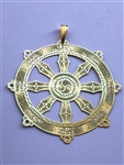 PD-211 Wheel of Dharma 2" Pendant 18K Gold Plated
