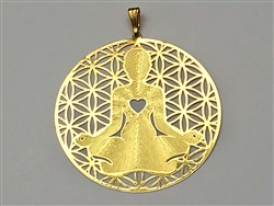 PD-222  Girl in meditation 2" Pendant 18K Gold Plated