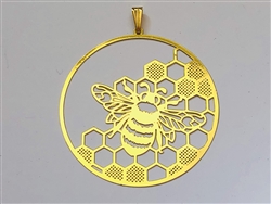 PD-234 Honeycomb Bee 2" Pendant 18K Gold Plated