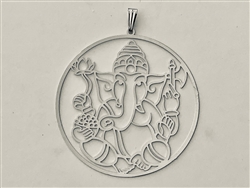 PD-268-S Ganesh Cut out 18k Silver Plated 2" Pendant