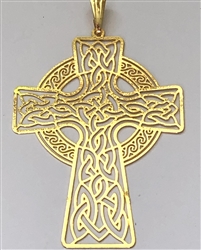 Celtic Cross 2" Pendant 18K Gold Plated