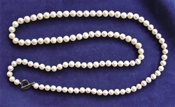 Extra Long HIGH QUALITY 8mm WHITE PEARL NECKLACE