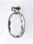 HAND MADE GEM QUALITY CLEAR QUARTZ PENDANT IN STERLING SILVER