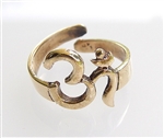 R-12 - AUM (OM) RING in 9 METAL GOLD ADJUSTABLE SIZE
