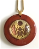 RJDP-GSCB Red Jasper Glass Dome Stone Pendants - Gold Plated Scarab