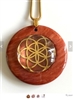 RJDP-GSOL Red Jasper Glass Dome Stone Pendants - Gold Plated Seed of Life