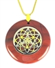 RJP-SST/GSOL   Red Jasper Sacred Geometry Silver Star Tetrahedra with Gold Seed of Life Stone Pendant