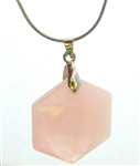 RQ-HP-01 Rose Quartz Hexagon Pendant