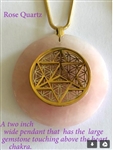 RQP-GST/SFOL Rose Quartz Pendant with Gold Star Tetrahedra and Silver Flower of life