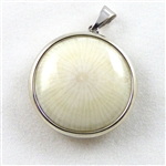 white coral pendant in sterling silver