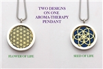 Seed and Flower of Life Aroma Therapy Double Sided Pendant