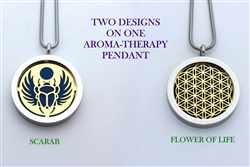 Scarab/ Flower of Life Aroma Therapy Pendant