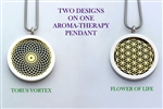 Torus Vortex/ Flower of Life Aroma Therapy Double Sided Pendant