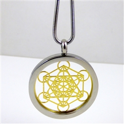 SGMETP-22 Silver and Gold Plated Stainless Steel Metatron Pendant with Chain