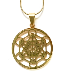 SGP-02-G  Metatron's Cube Gold Plated Stainless Steel Pendant