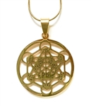 SGP-03-G  Metatron's Cube Gold Plated Stainless Steel Pendant