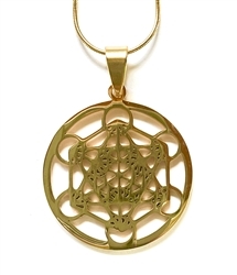 SGP-03-G  Metatron's Cube Gold Plated Stainless Steel Pendant