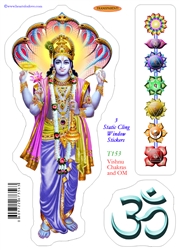Static Cling Sticker Vishnu, Chakras and OM
