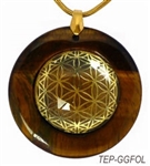 Brown Agate Sacred Geometry Stone Pendants