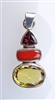 TSP-01 GARNET, RED CORAL AND CITRINE PENDANT IN 92.25 STERLING SILVER
