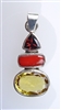 hessonite garnet, red coral, and citrine pendant