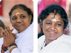 Amma wallet altar featuring a lovely devotional photo on each side