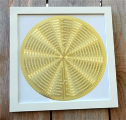 14in white framed  Labyrinth 18K Gold Plated Healing Grid