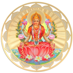 lakshmi double sided devotional icon with 18k gold plating and full color printing