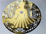 YA-1205 18k gold plated flower of life with girl meditating wall art