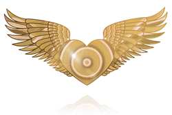 YA-1286 Winged Hearts 18k Golden Plated 10"