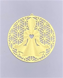 18k gold plated Flower of Life Yoga Girl 2" Grid