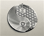 Silver plated Yin Yang with Flower of Life 2" Grid
