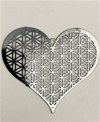 YA-272-S Heart Flower of Life silver Plated 2" Grid