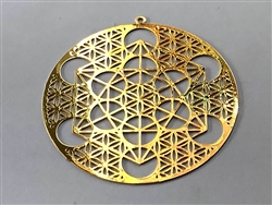 YA-298 Metatron Flower of Life 18k Gold plated 2" Grid