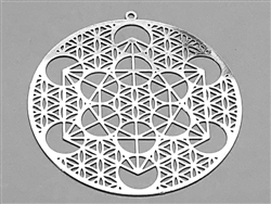 YA-298-S Metatron Flower of Life Silver plated 2" Grid