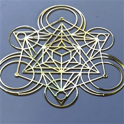 YA-375-SM Tetrahedra Cube 18K Gold Plated Healing Grid