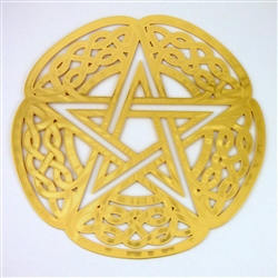 YA-63 Celtic Pentagram with Detail 18kt Gold Plated Healing Grid