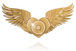 Winged Hearts 18k Gold plated 6" wide